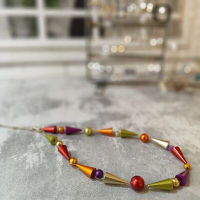Colorful Geometric Beaded Necklace - Image 3