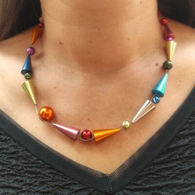 Colorful Geometric Beaded Necklace - Image 6